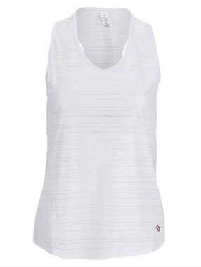 Cross Court Club White V-Neck Womens Tennis/Pickleball Tank Top 30+ UPF Size S